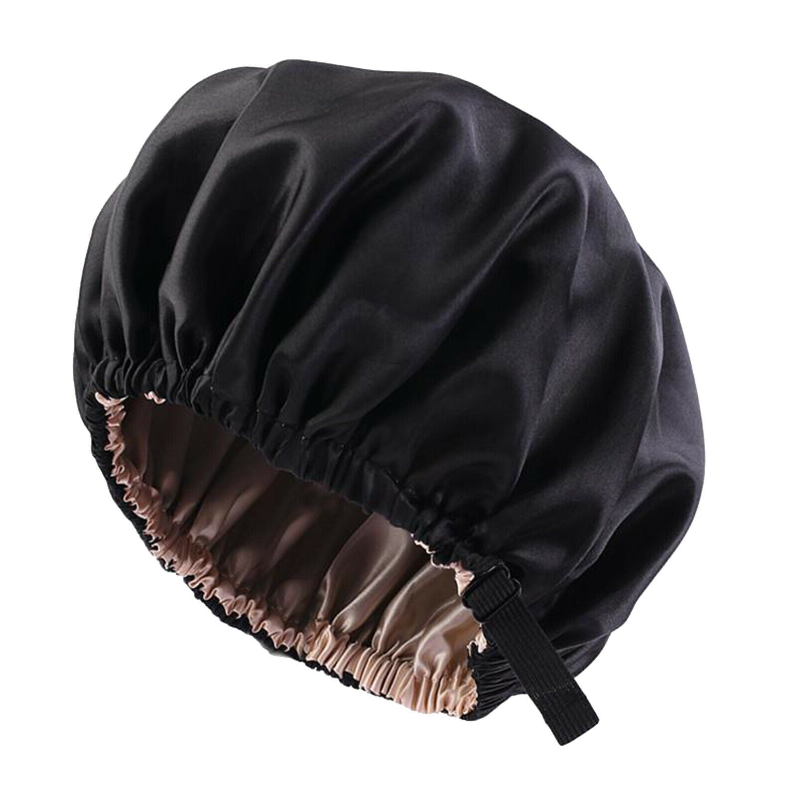 Satin Silk Bonnet Night Sleeping   Hat For Curly Natural Hair Black 14.17"