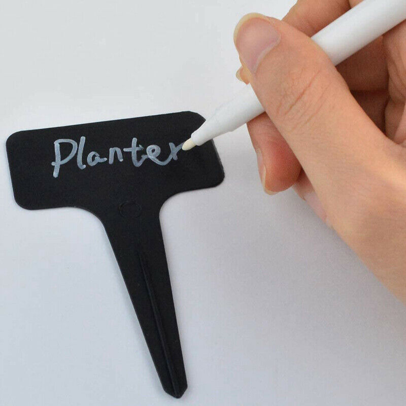 100Pcs Black Plant Labels Water T-Types Plant Tag Reusable Nursery Garden Lab DF