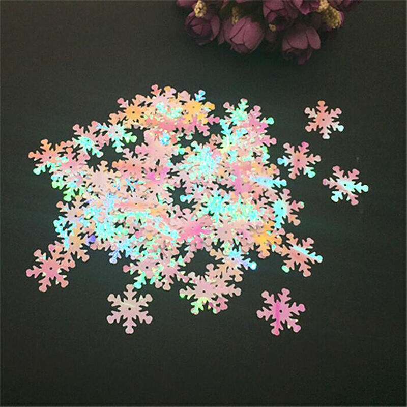 200Pcs Christmas Snowflake Applique Sequins Sewing Wedding Craft 23mm