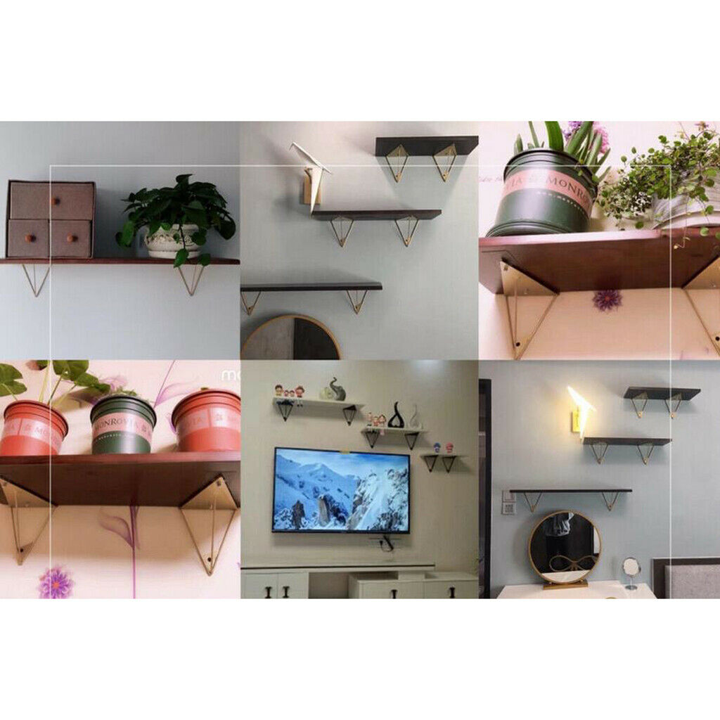 2Pcs Heavy Duty Metal Triangle Support Bench Board Shelf Brackets Golden