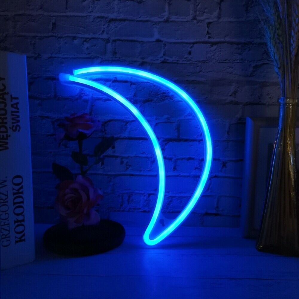 Moon LED Neon Sign Night Light Wall Light USB/Battery Powered Decorative Home