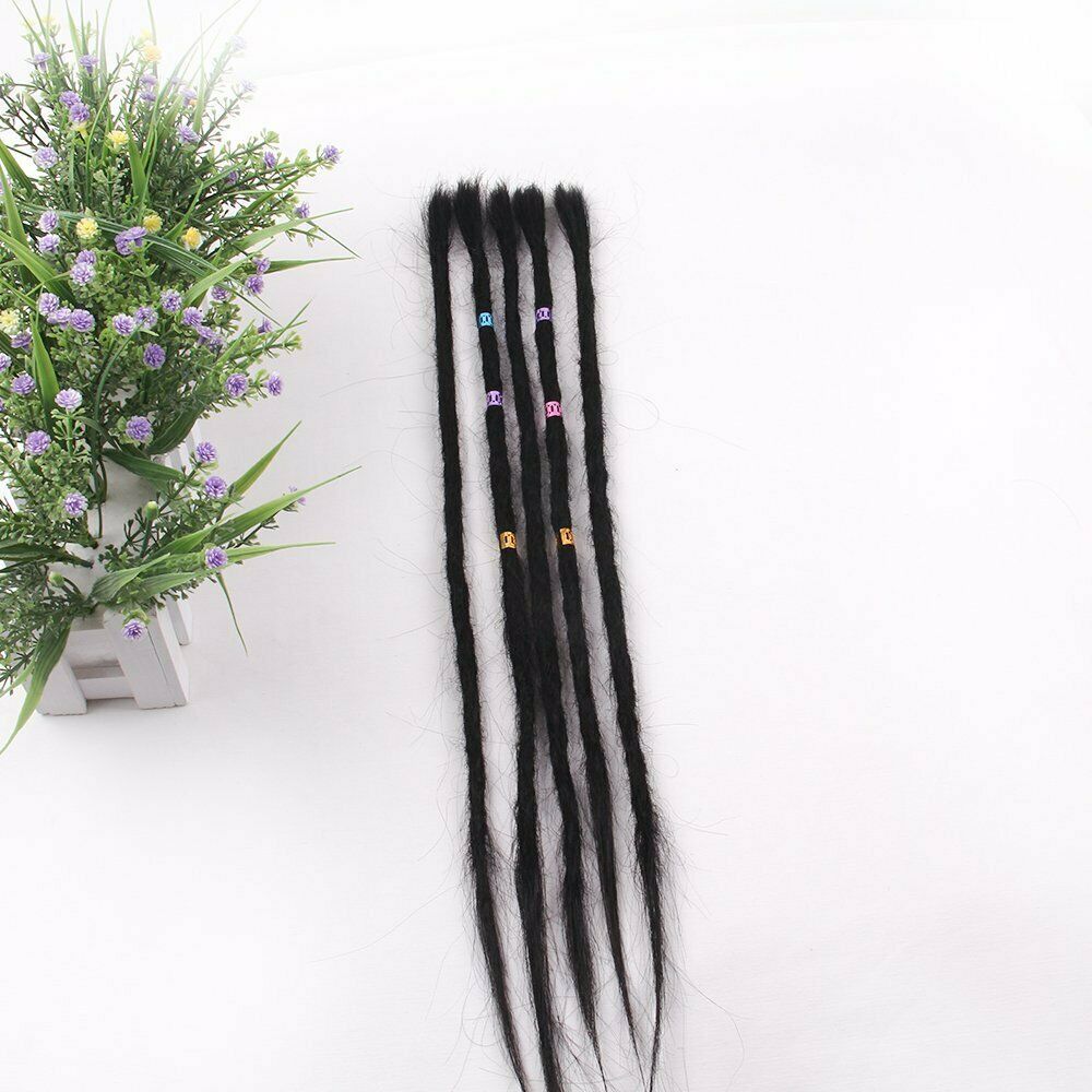 10pcs 20" Human Hair Handmade Dreadlocks Crochet Hair Extensions Punk Dreads Loc