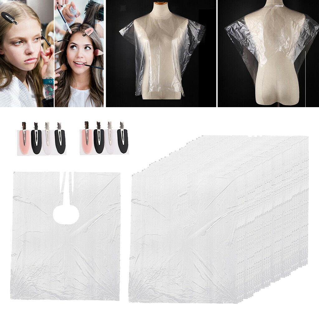 100pcs Hair Cutting Capes Gowns Stylist Salon Barber Apron w/ 8x Hair Clips