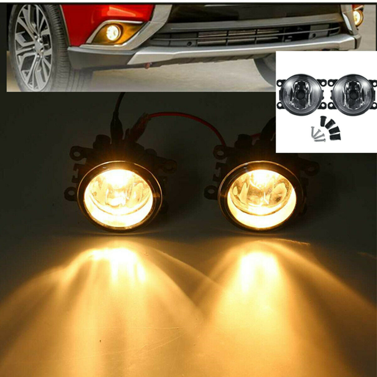 2Pcs For Mitsubishi Outlander Sport ASX RVR 2007-19 Fog Light Lamp w/ H11 Bulb