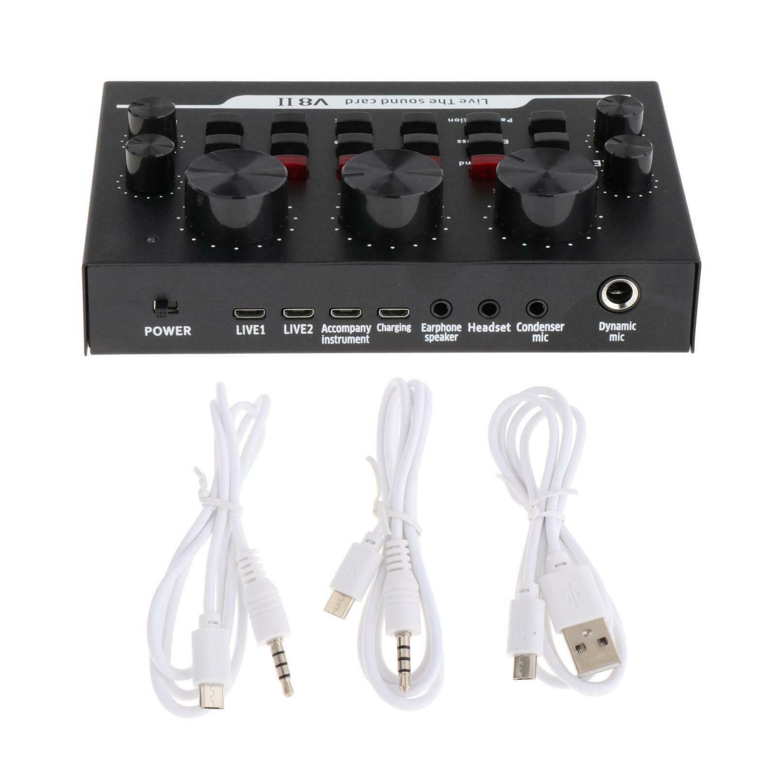 Portable Live Sound Card Live Stream Audio Mixer for Laptop Studio Recording