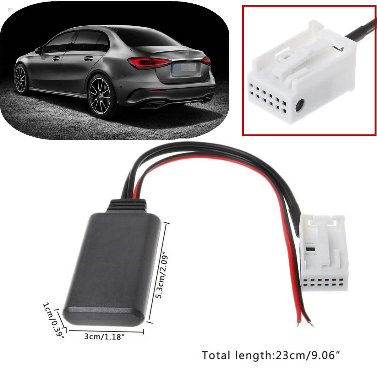 12 Pin 12V Bluetooth 4.0 Adapter Aux Cable 17.5cm For Benz W169 W245 W203 W209