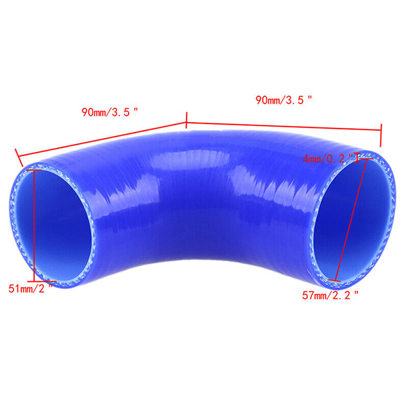 90 Degree Silicone Elbow Pipe Intercooler Hose Coupler 51-57mm Blue