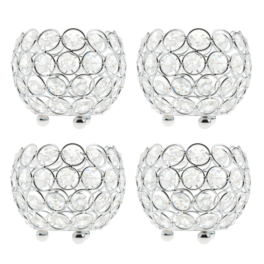Set Of 4 Crystal Ball Tealight Holder Candlestick Candle Holder Home Romantic