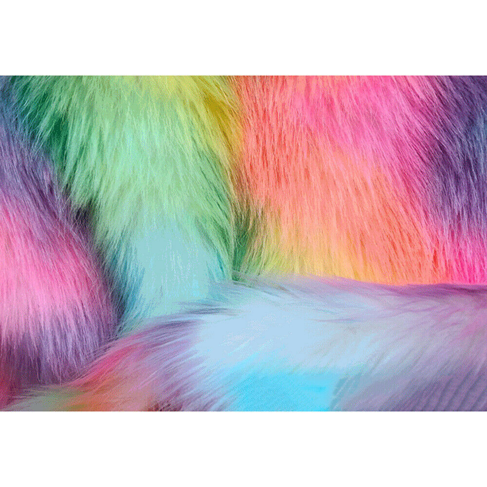 A4 Faux Fox Fur Fabric Rainbow Plush Patchwork Sewing Craft Sofa Cover Material