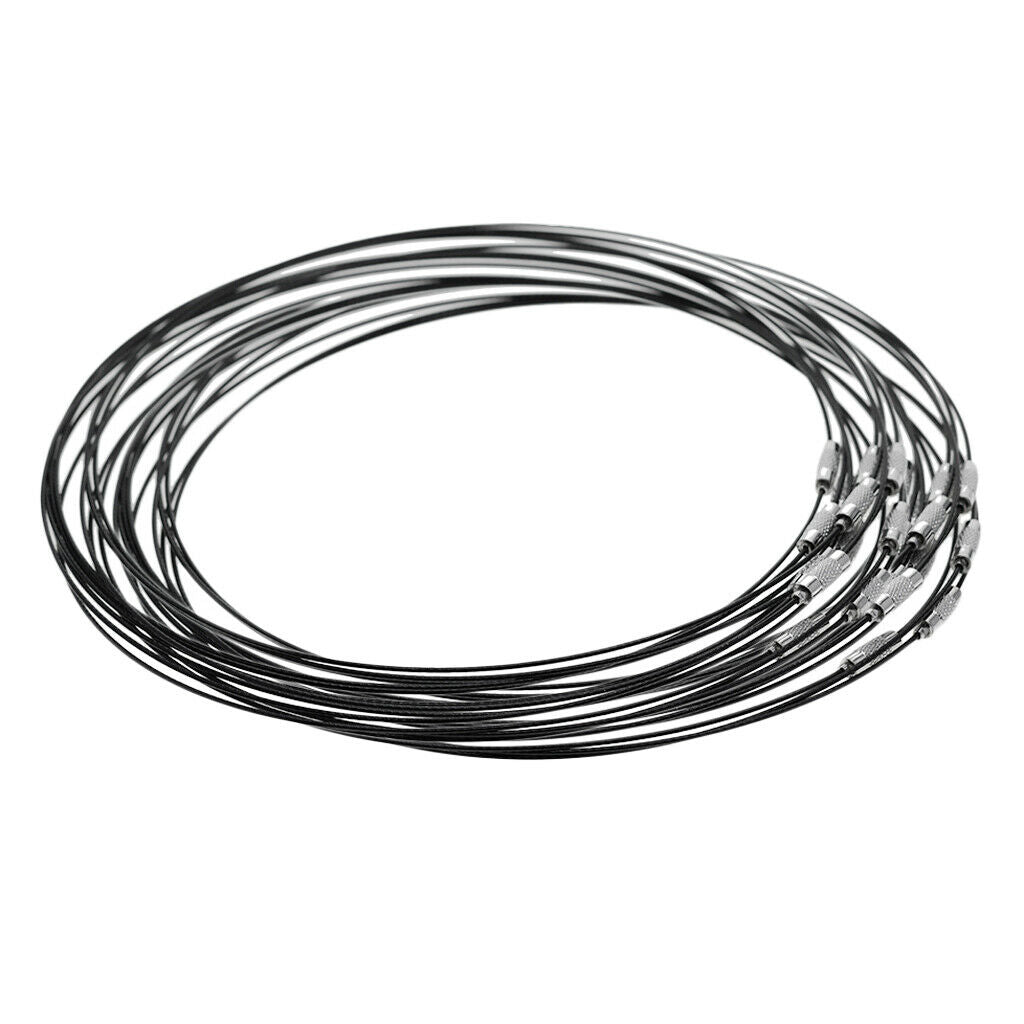 20Pack Black Stainless Steel Wire Cord Necklace