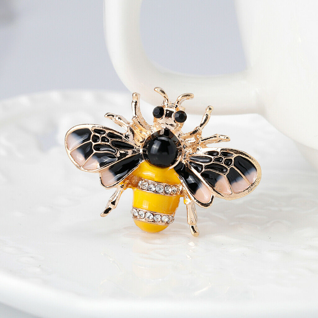 Classic Crystal Enamel Honeybee Insect Brooch Pin Wedding Party Jewelry