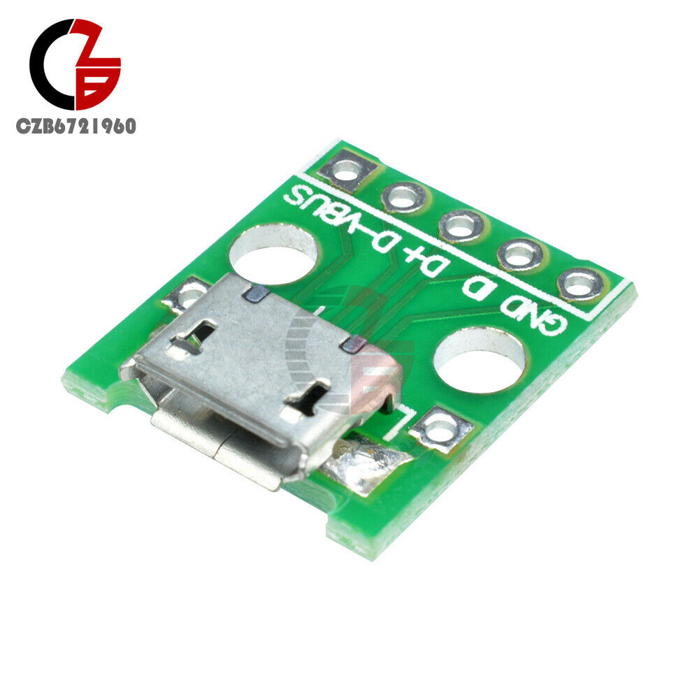 5pcs MICRO Female USB to DIP Adapter Converter for 2.54mm PCB Board DIY Power