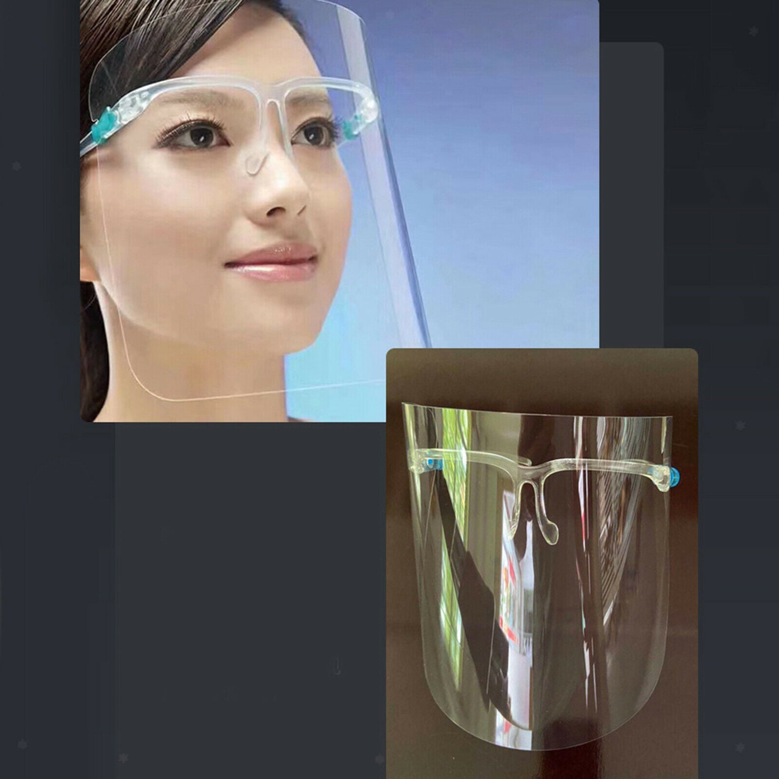 20 pieces Full Face Shield Reusable Glasses Anti-Fog Wrap Visor