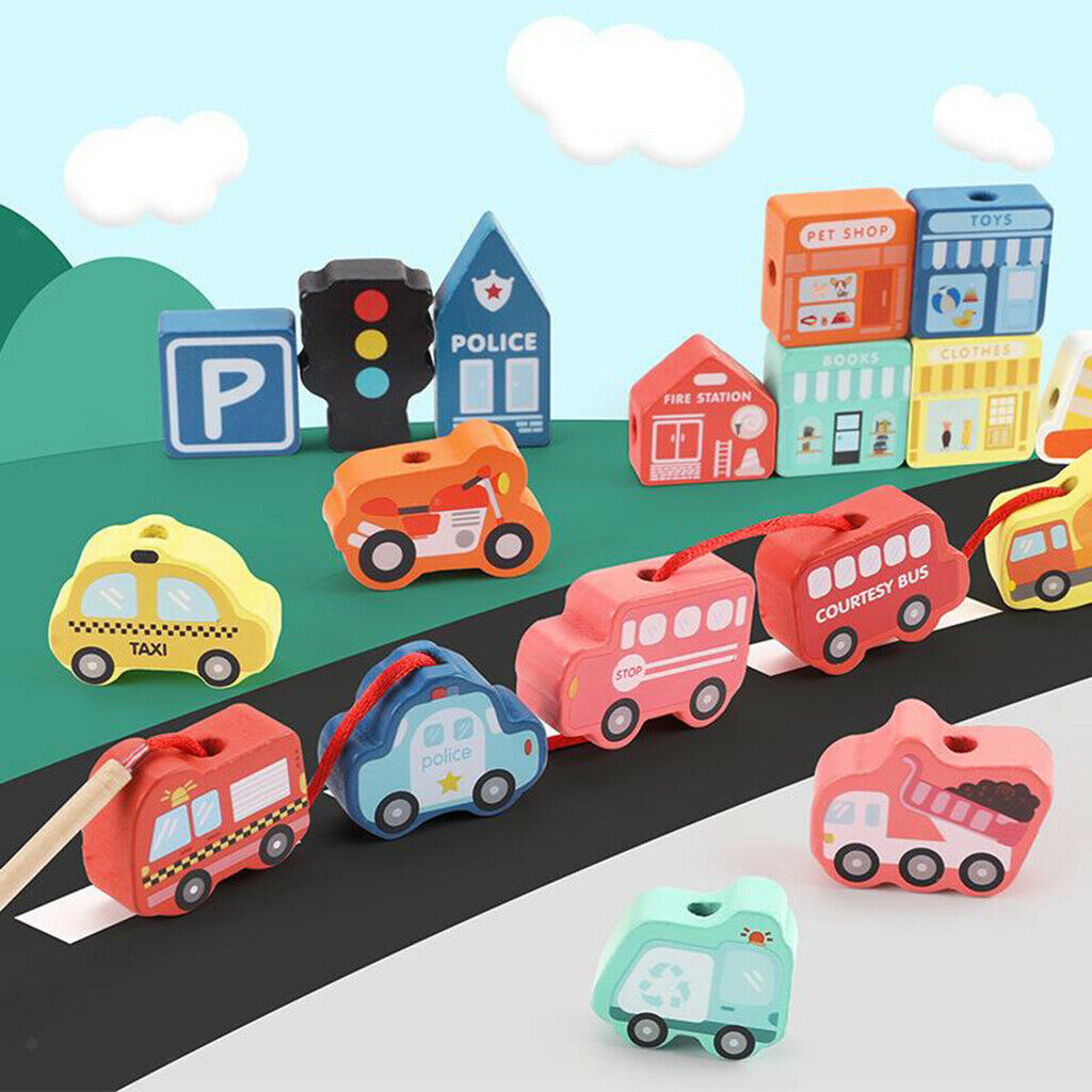 70 Pieces Cartoon Stringing Threading Beads Game for Toddlers Boys Girls