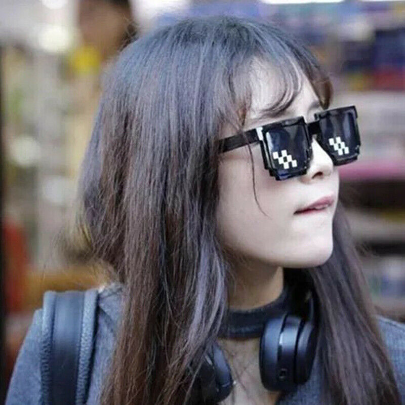 Men Women 8 Bit Coding Pixel Thug Life Mosaic Glasses Sunglasses Trendy Cool Ad
