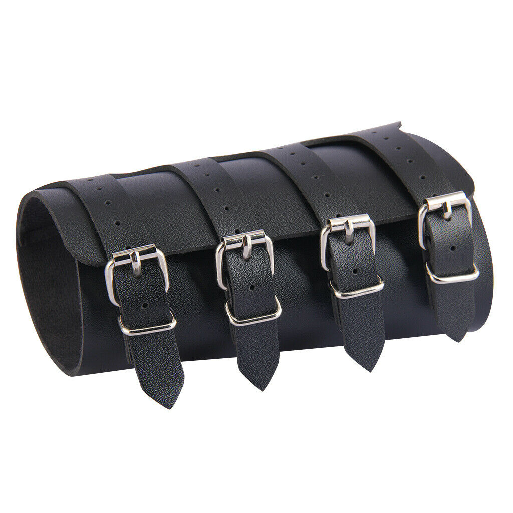 2Pcs Mens Leather Wristband Guard Wide Bracer Gothic Arm Armor Cuff Jewelry