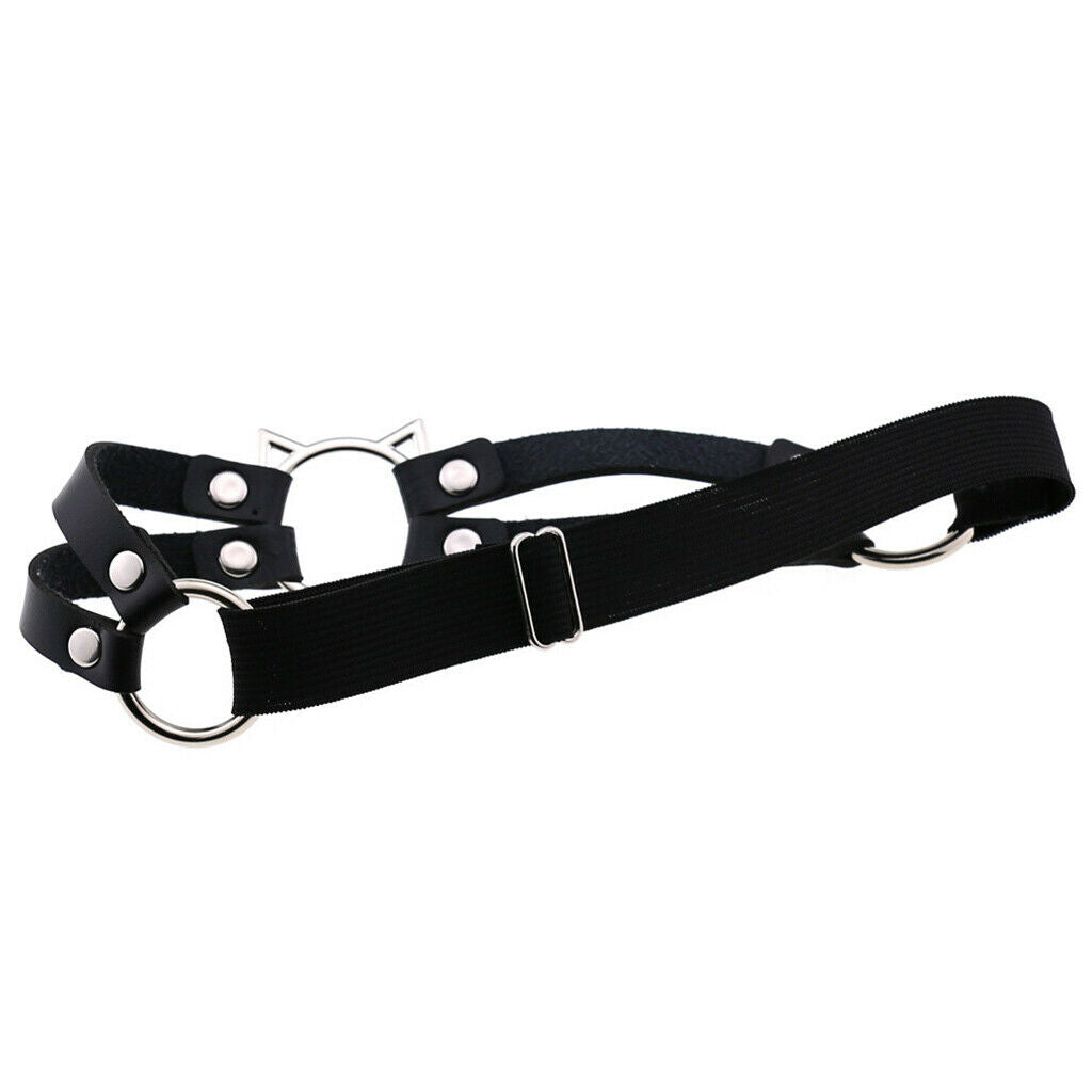 2pcs Sexy Gothic Leather Garter Thigh Ring Anti-Slip Punk Strap Pink+Black
