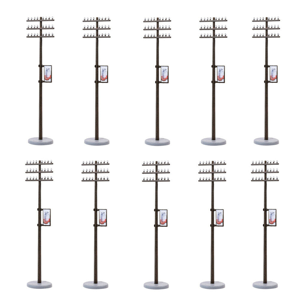 10PCS 8cm Plastic Detachable Electric Line Pole for Train Park LAYOUT 1:100