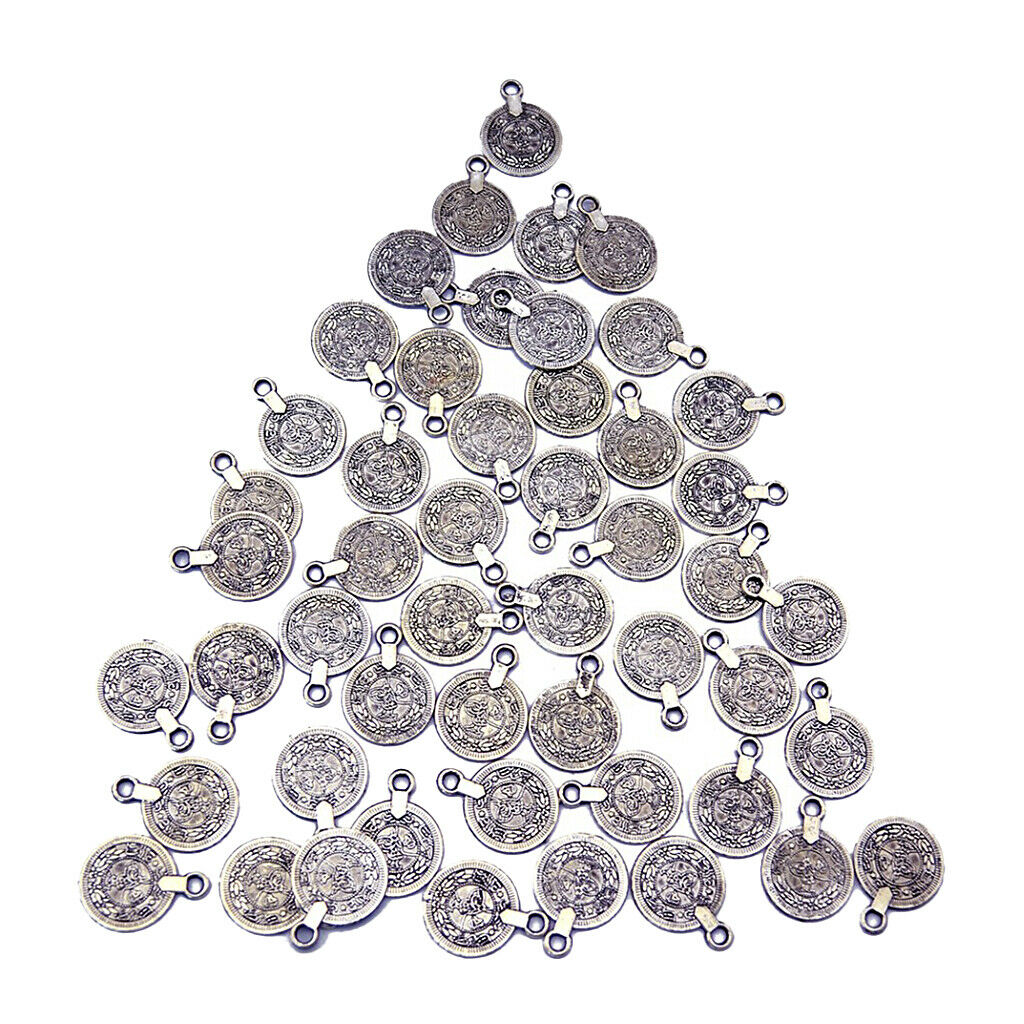 200 Pieces Gypsy Boho Carving Flower Coin Charm for Jewelry Making Pendant