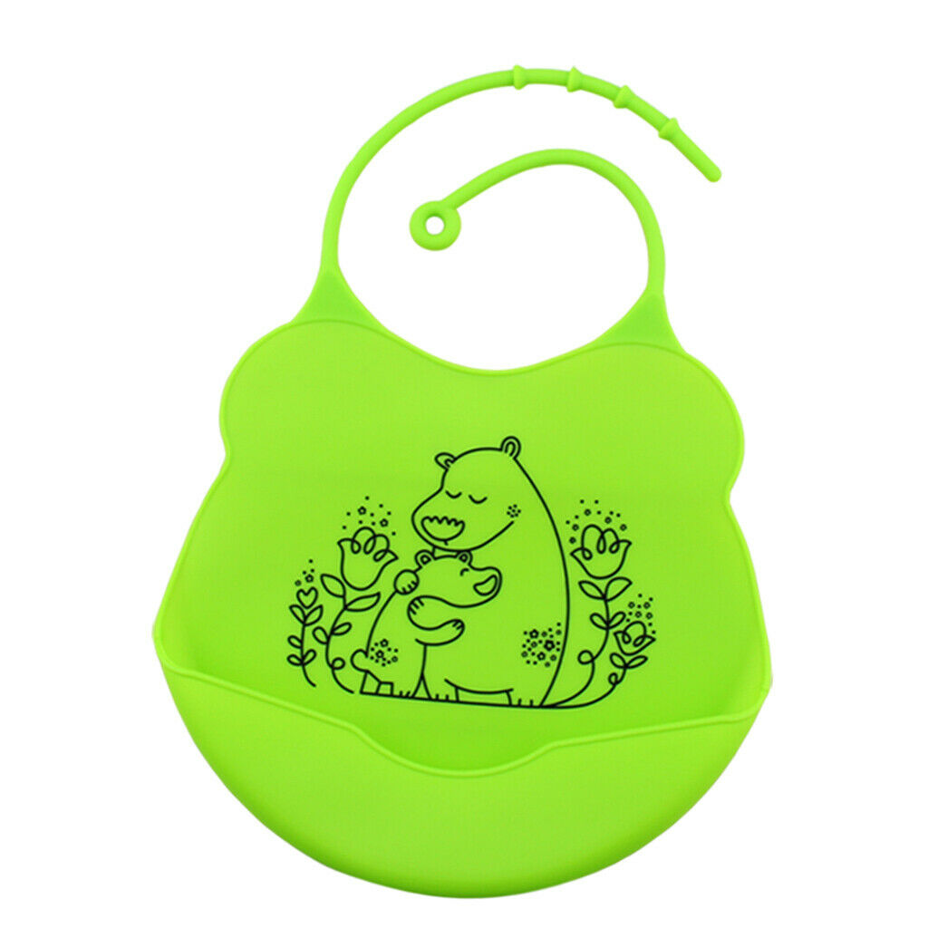 2 Pieces Soft Silicone Baby Eat Bibs Dining Aprons Easy Clean With Pocket