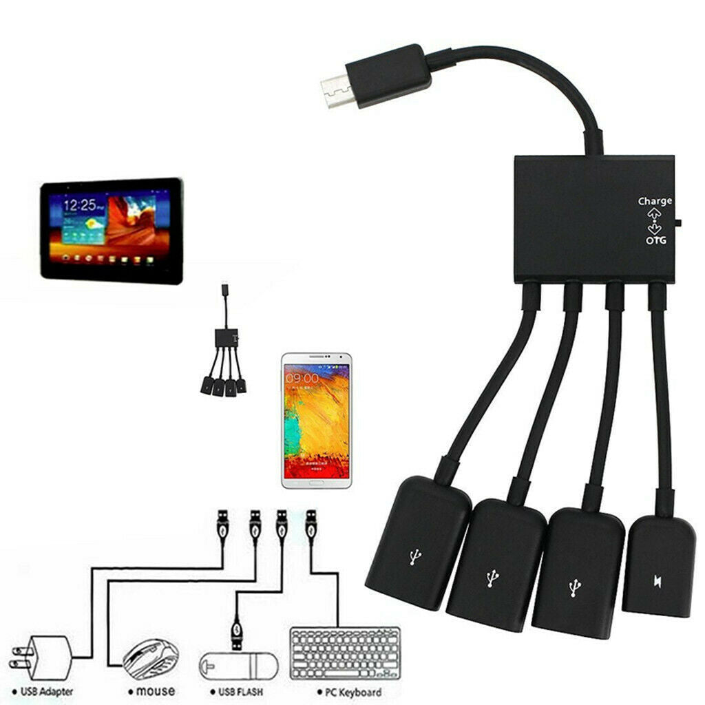 Micro USB to Micro USB + 3x USB Charge OTG Hub Host Adapter for   HTC