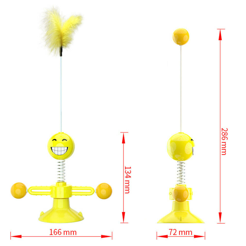 Funny Spring Suction Cup Cat Toys Elastic Feathers Cat Stick Pet Supplies @