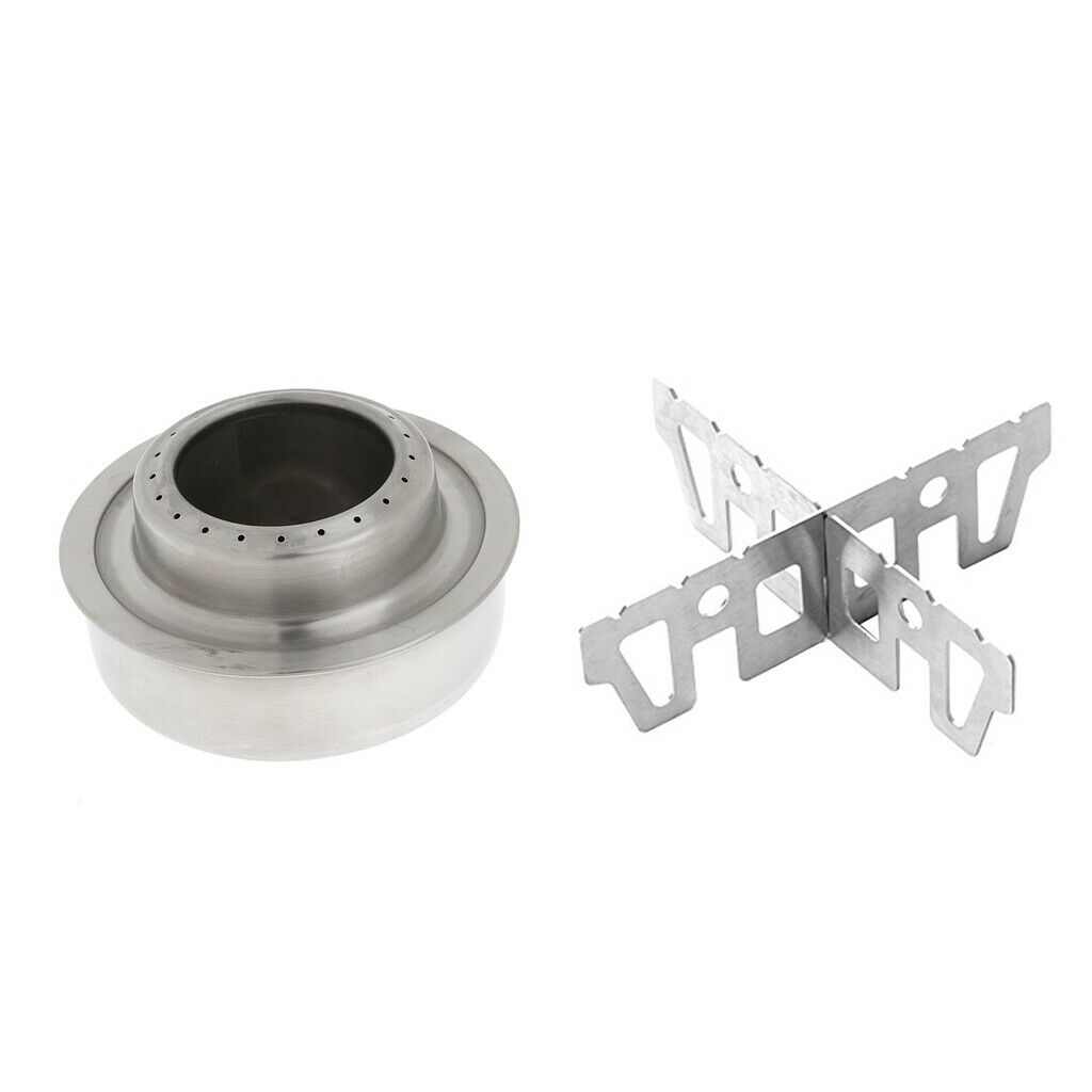Sturdy Alcohol Stove + Spirit Burner Stand Rack Base Bracket Windshield w/ Key