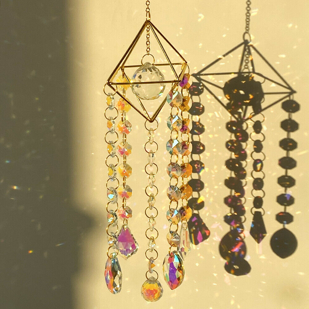 Crystal Suncatcher Prism Rainbow Maker Wind Chime Pendant Hanging Window Decor