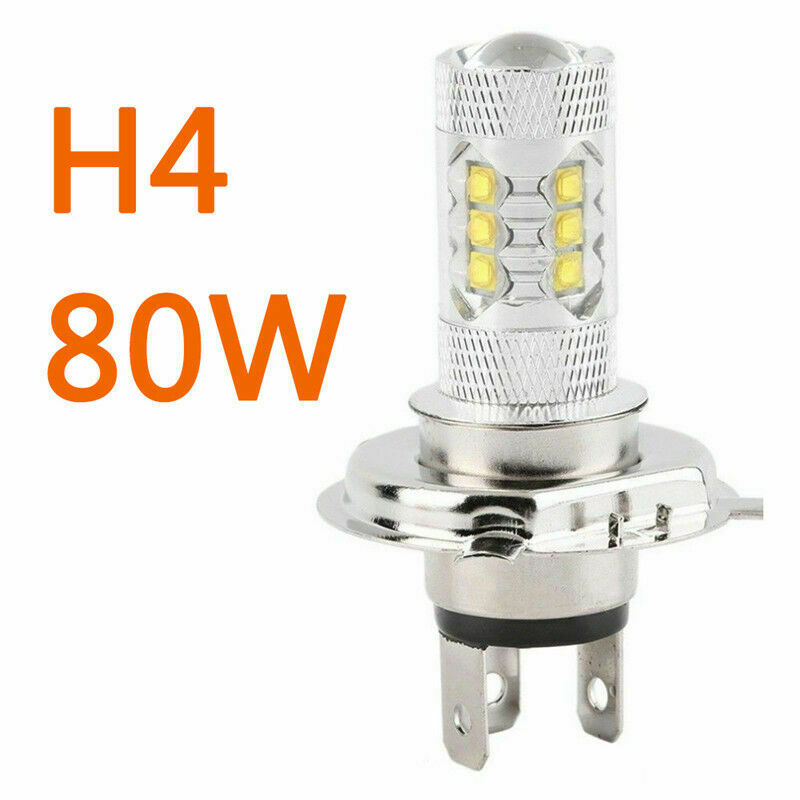H4 COB LED Motorcycle Headlight Hi/Lo Beam Front Light Bulb Lamp White 6000K 80W