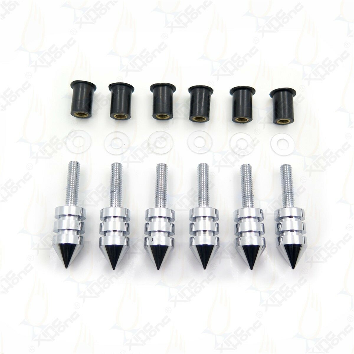 Chrome Spike Windscreen Bolts Screws Kit 6pcs Fit For Suzuki GSXR 1000 03 04