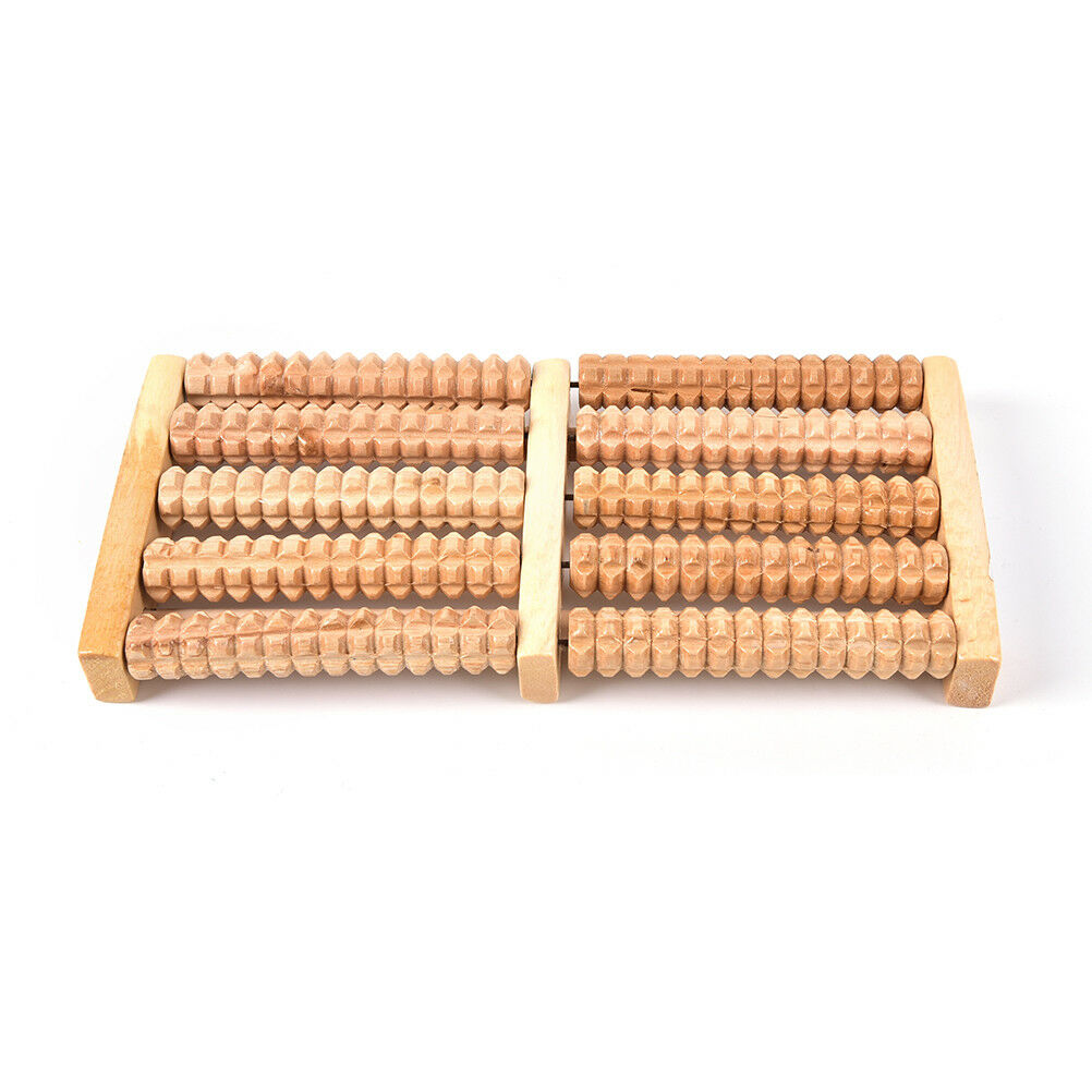 5 Row Wooden Foot Roller Wood Care Massage Reflexology Relax Relief Massager BDA