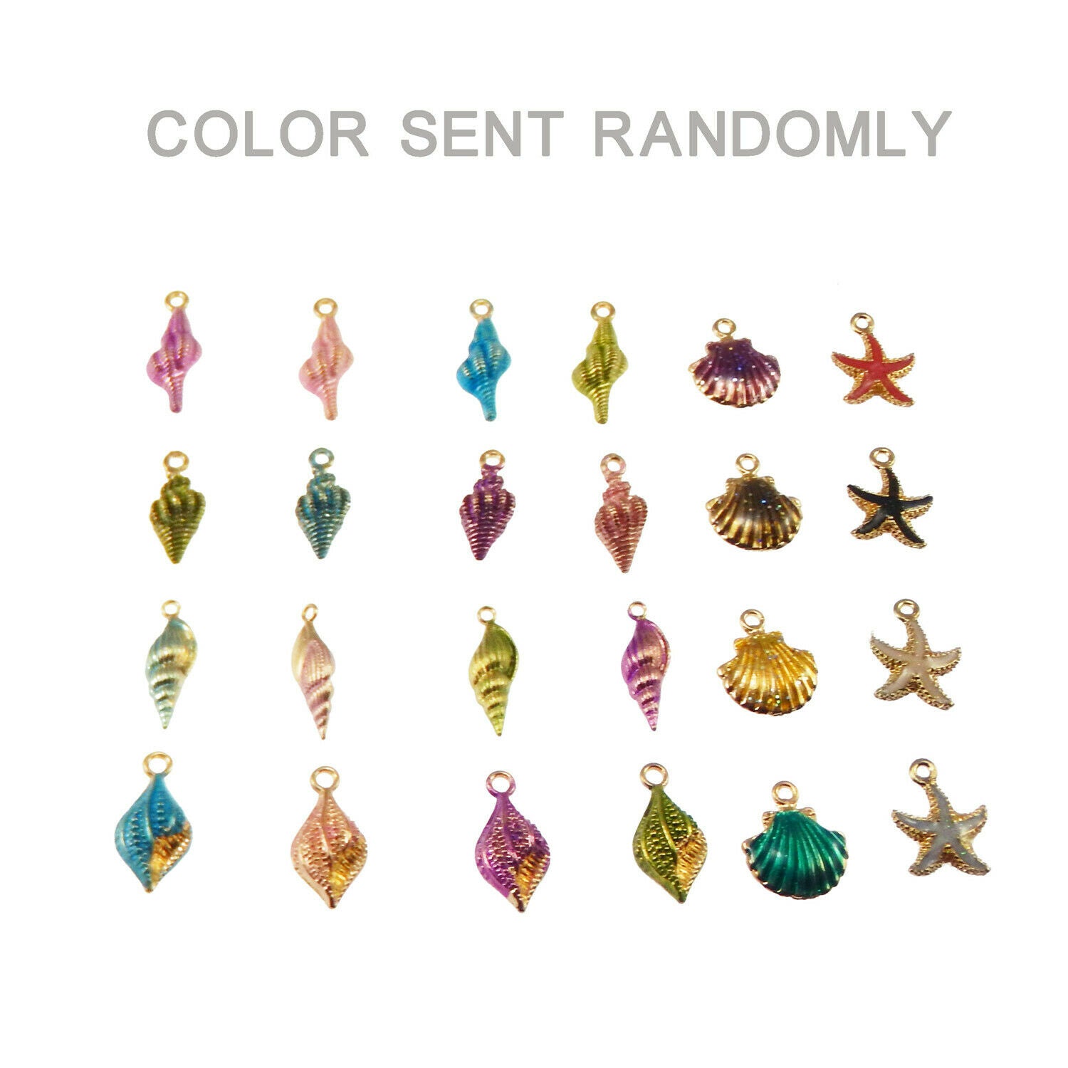20 Mix Shells Charms Enamel Seashells Pendant DIY Nautical Jewelry Craft 1-2cm