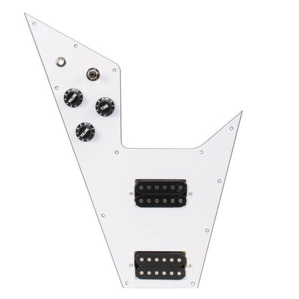 White 3-ply, pre-wired pickguard for Flying V guitar