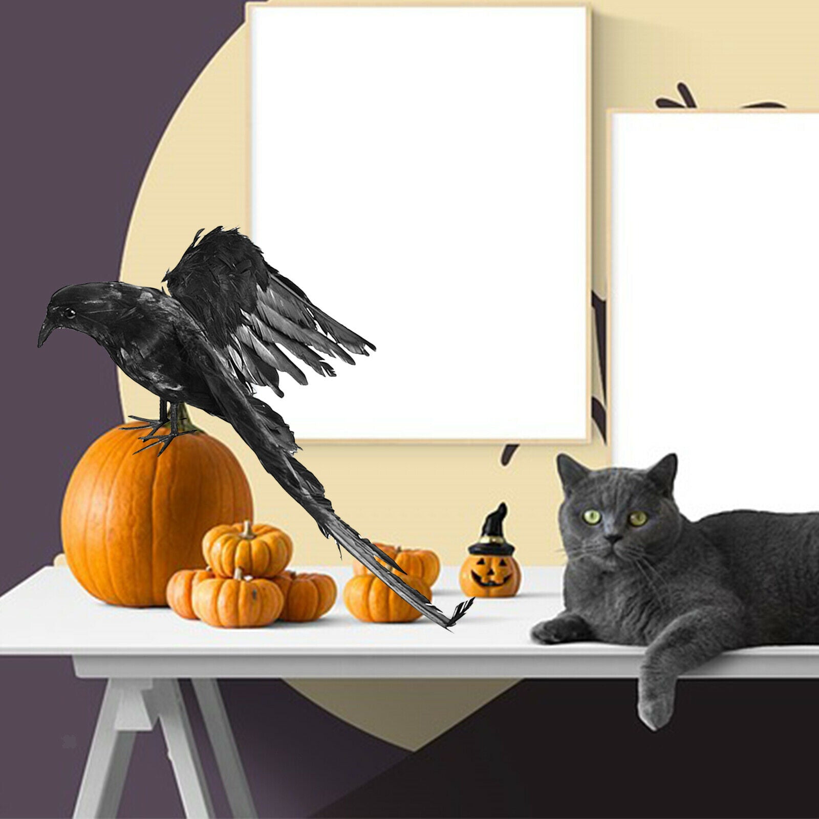 Vivid Crow Handmade Foam Feathered Scary Hunting Prop Garden Scarecrow 1pc