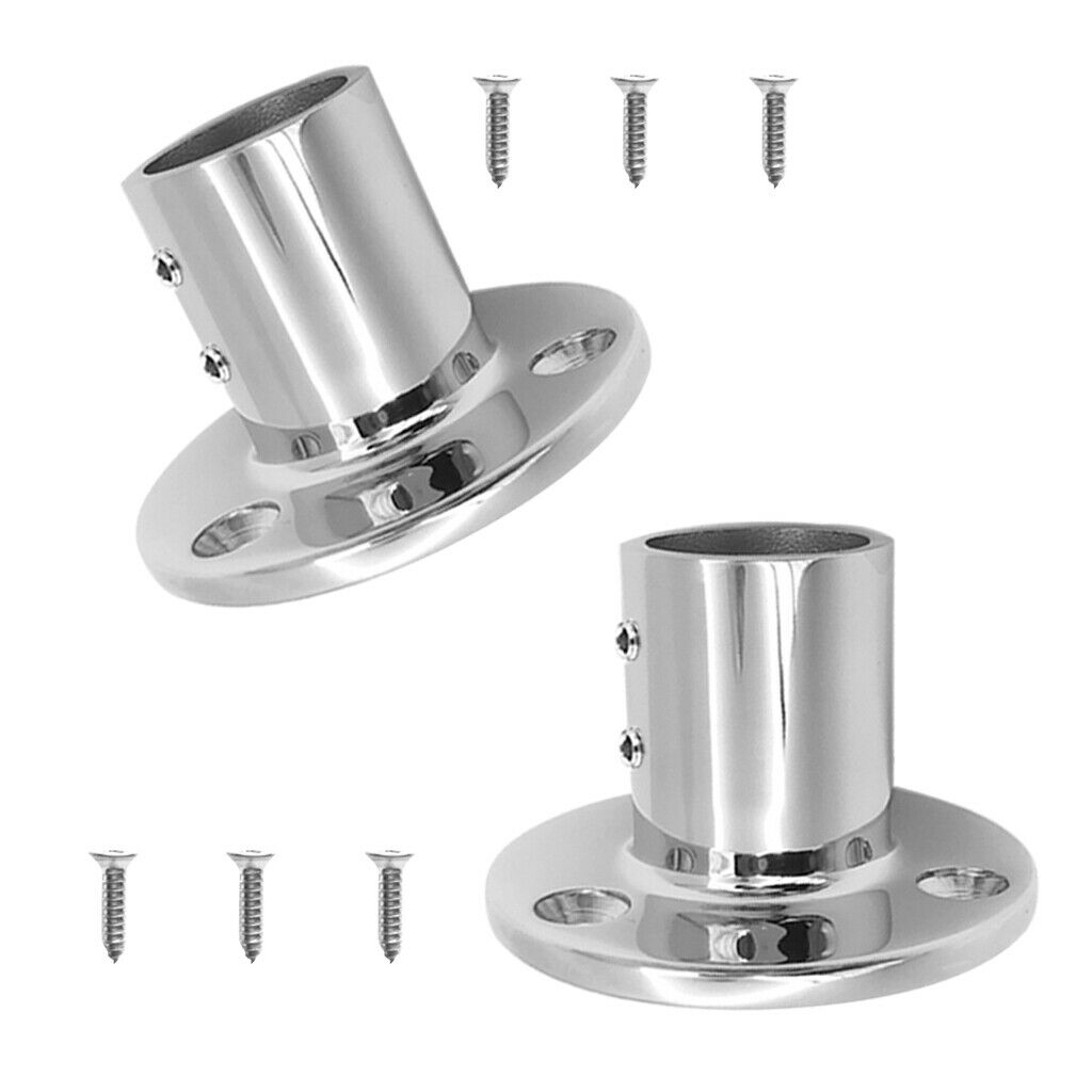 2pcs Stainless Steel Boat Hand Rail Fittings 25mm/1" Round Stanchion Base