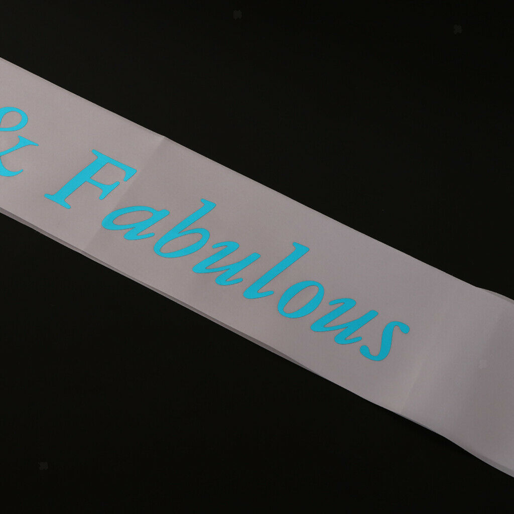 Gilding Blue Numbers Fabulous Satin Sash for Birthday Anniversary White 70