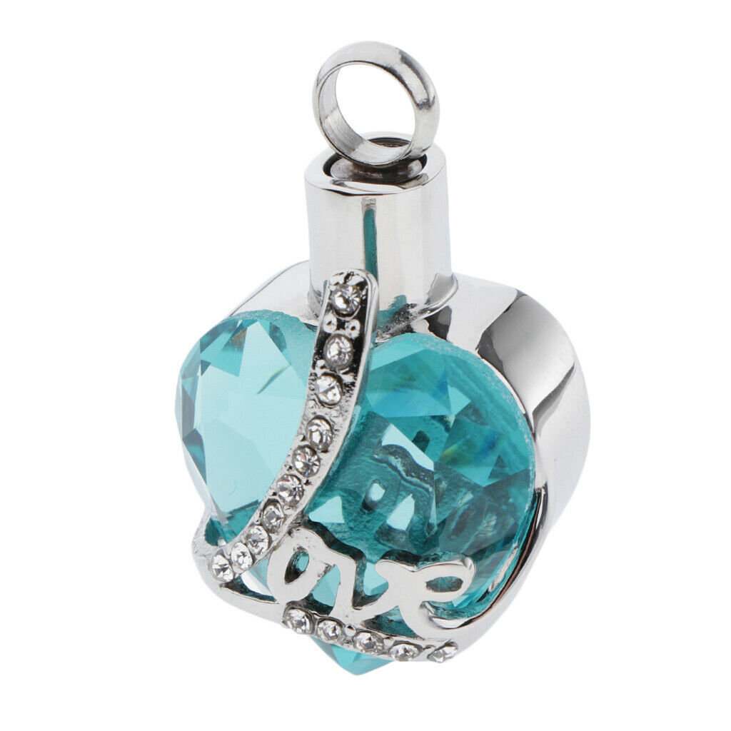 Rhinestones Love Pet Ash Urn Locket Ashed Filler Jar Jewelry Container