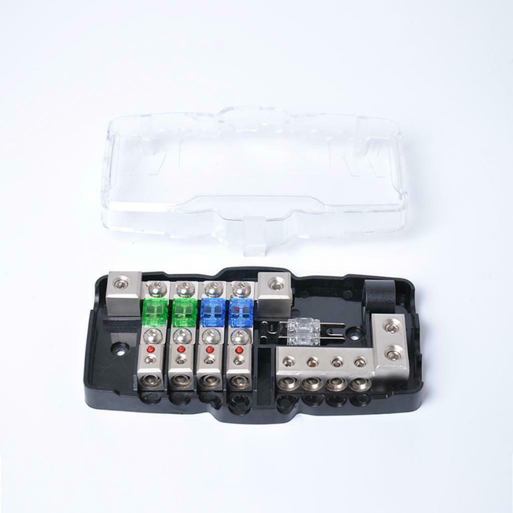 Car ANL Fuse Holder Distribution Block 0/4 AWG In-4/8 AWG Out With Fuses