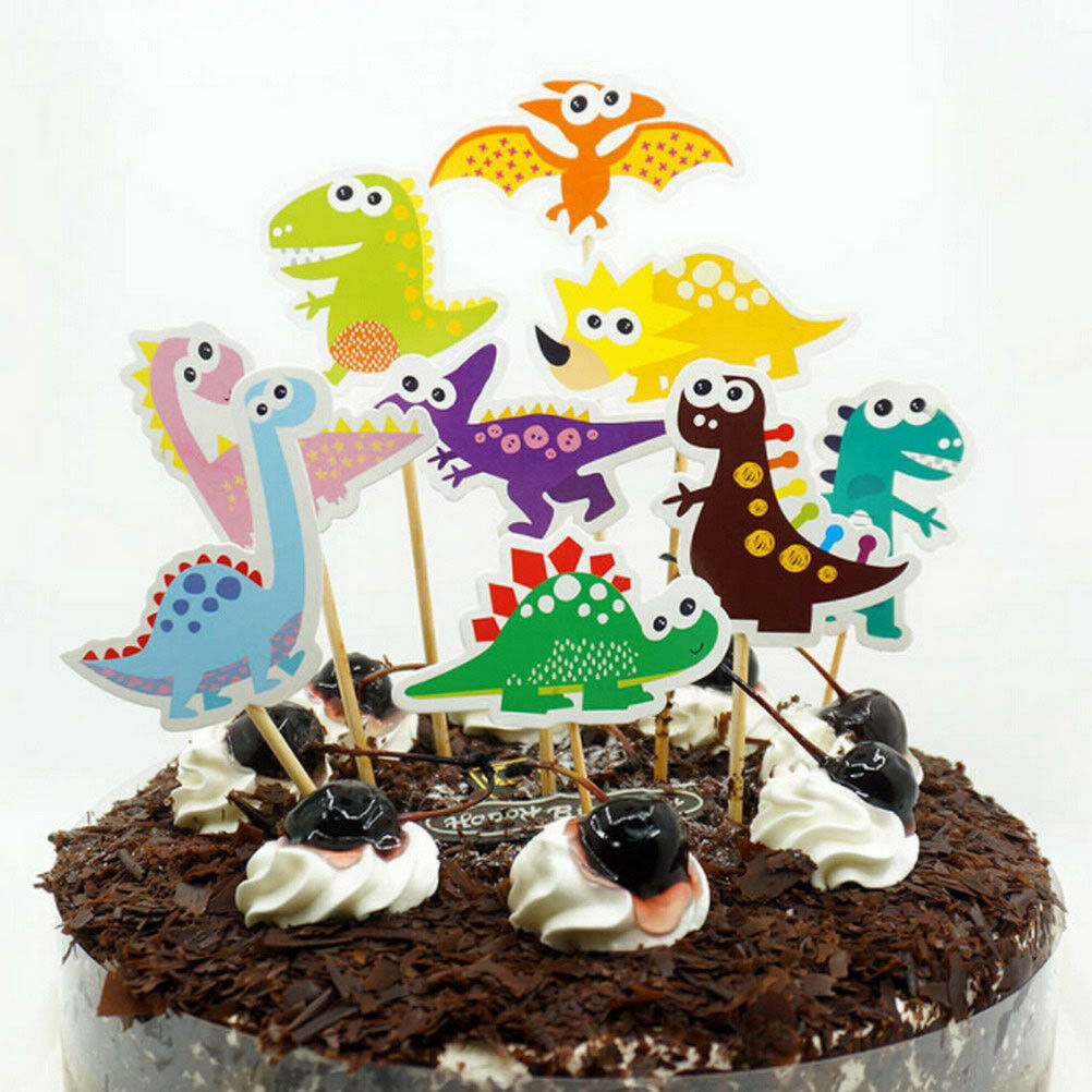 9pcs/set DIY Cake Flag Cartoon Dinosaur Cake Topper Kids Birthday Party D.l8