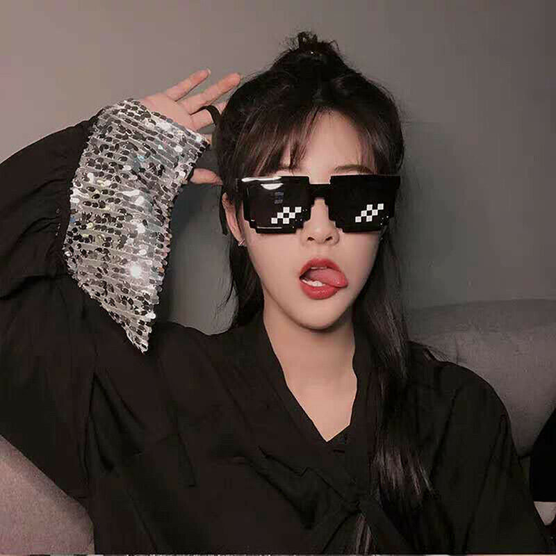 Men Women 8 Bit Coding Pixel Thug Life Mosaic Glasses Sunglasses Trendy Cool Ad