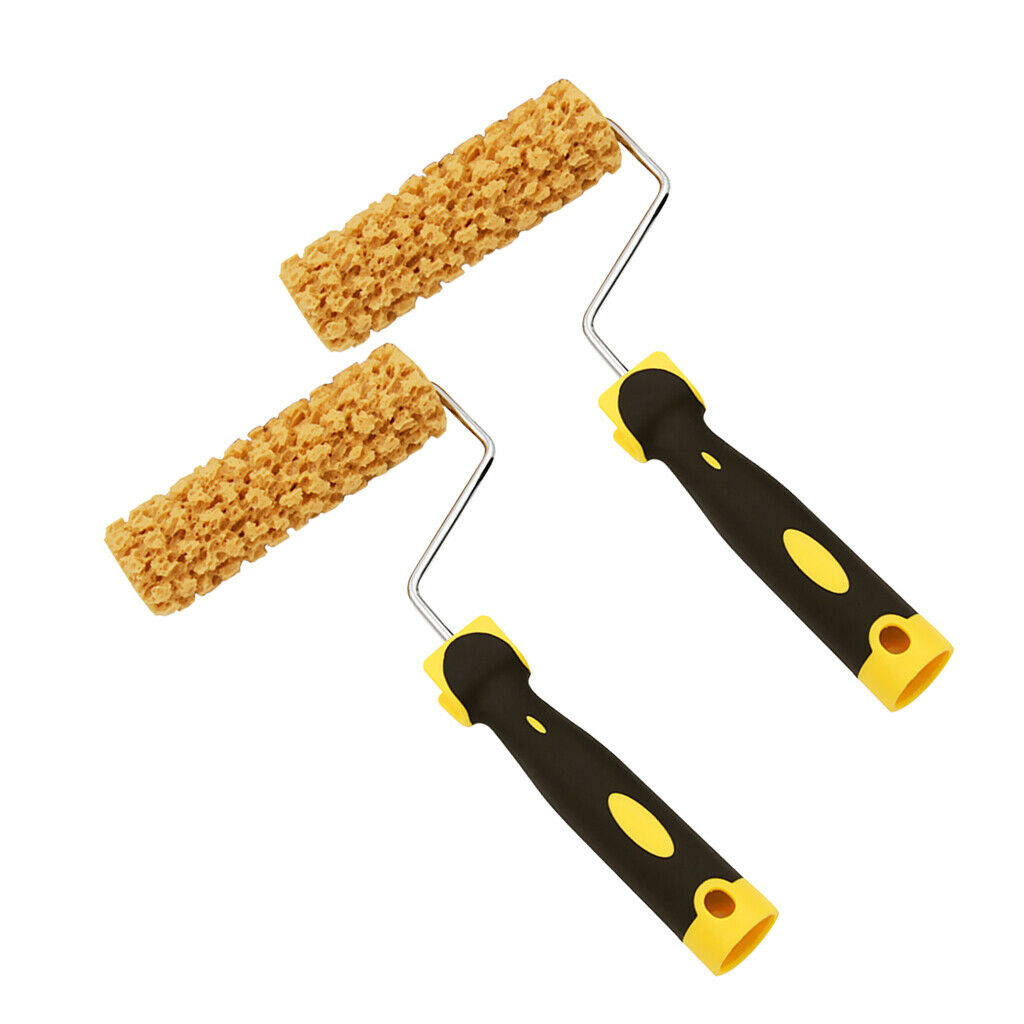 2x 7" Wall Texture Pattern Painting Tool Plastic Handle Sponge Paint Roller