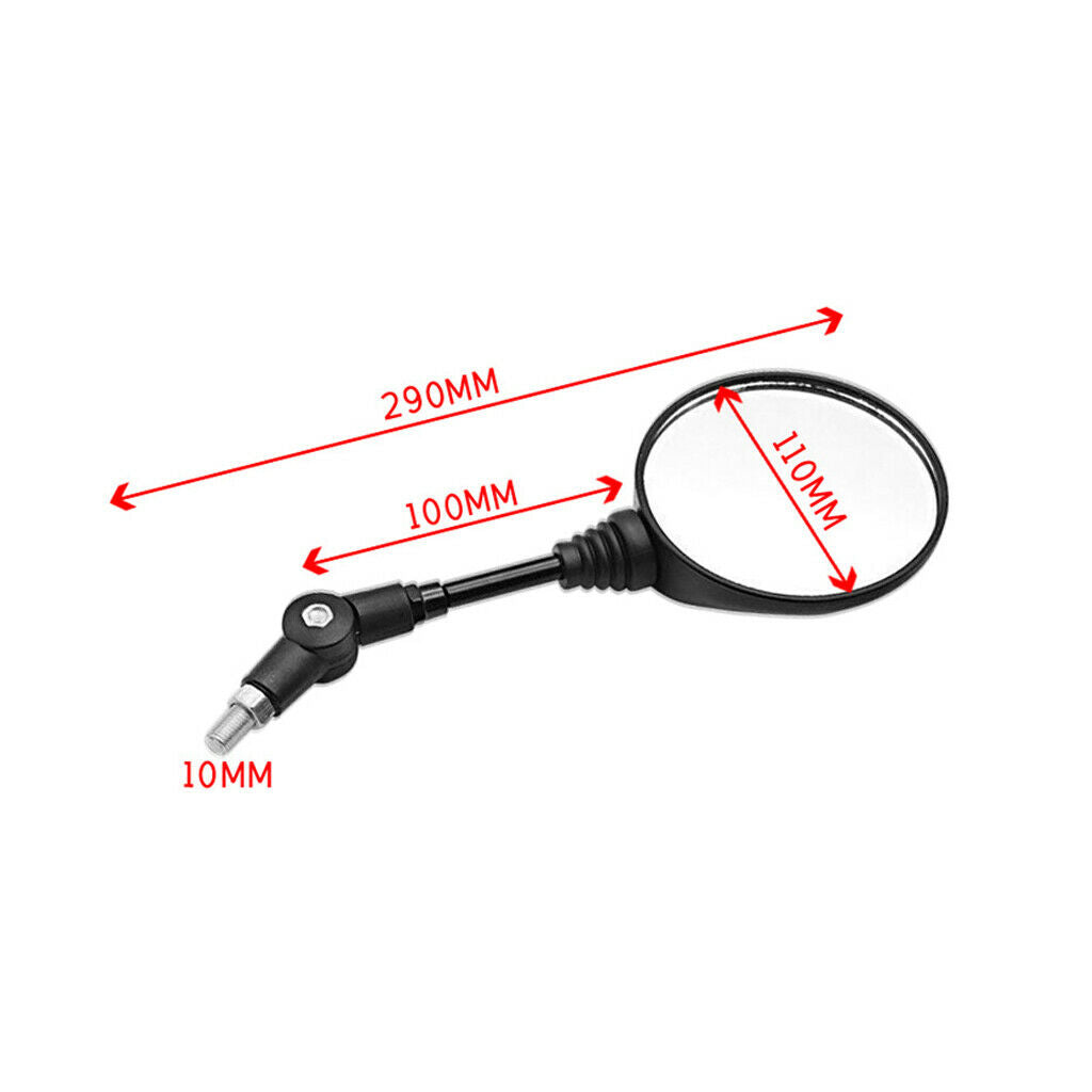 2 Pair Black Rero Foldable Motorcycle Mirror 10/8mm Thread 180°Adjustable