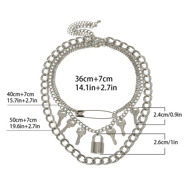 Gothic Big Lock Key Angel Pendant Necklace Punk Hip Hop Choker Necklace J.l8
