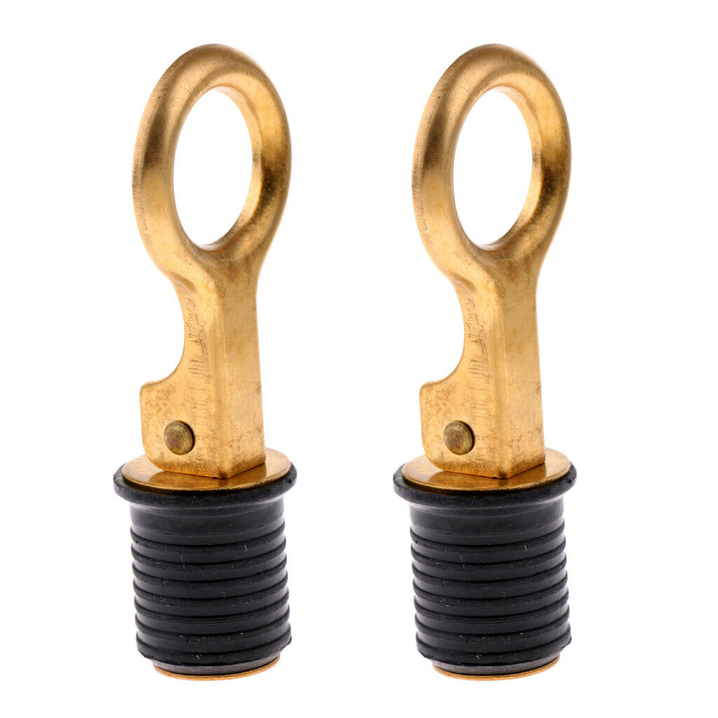 2 pcs Adjustable Brass Handle Snap-Lock Drain Plug 1" - Boat/Marine Hardware