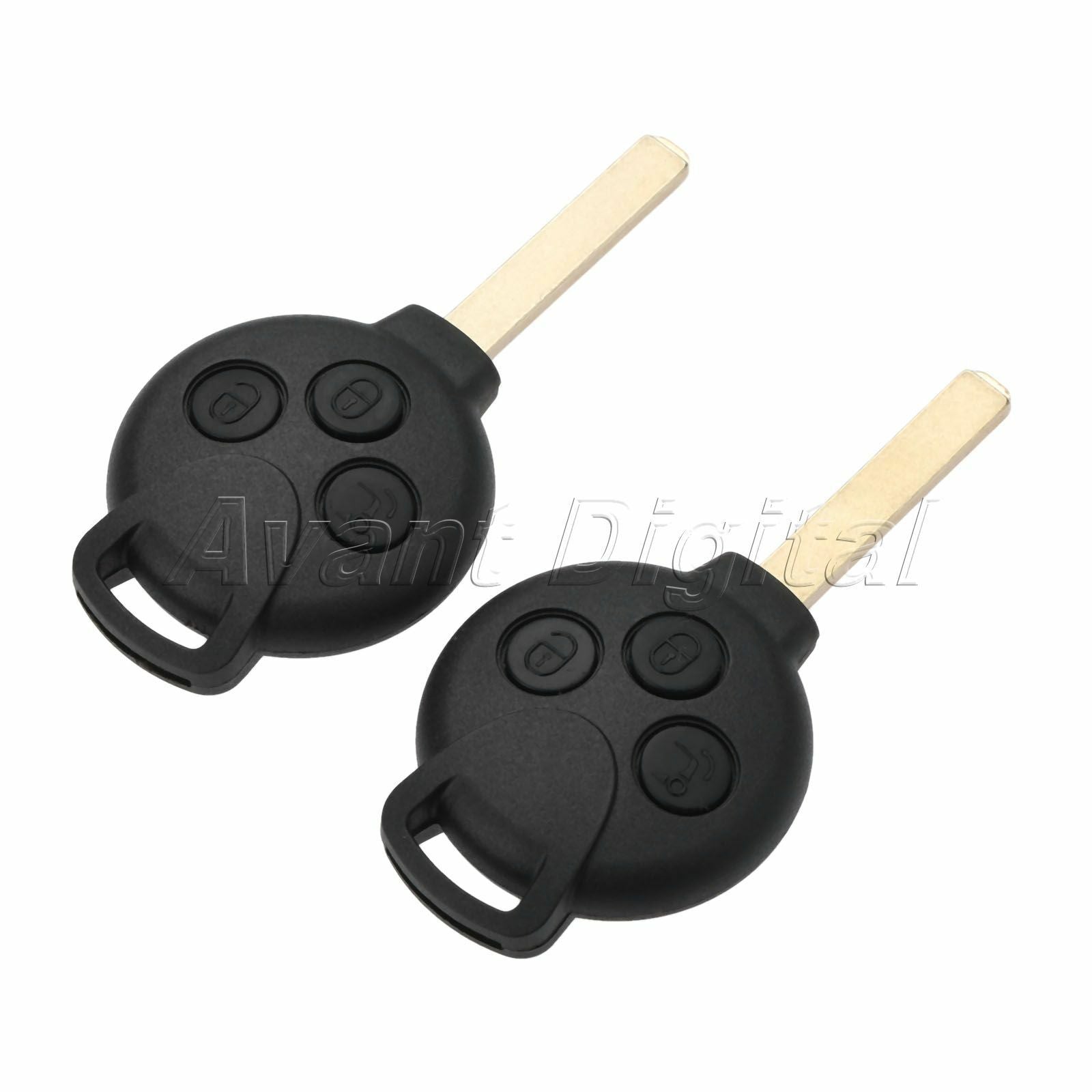 2Pc Car Remote Key Fob 3BTN ID46 Chip For 2007–13 Mercedes-Benz Smart Fortwo 451