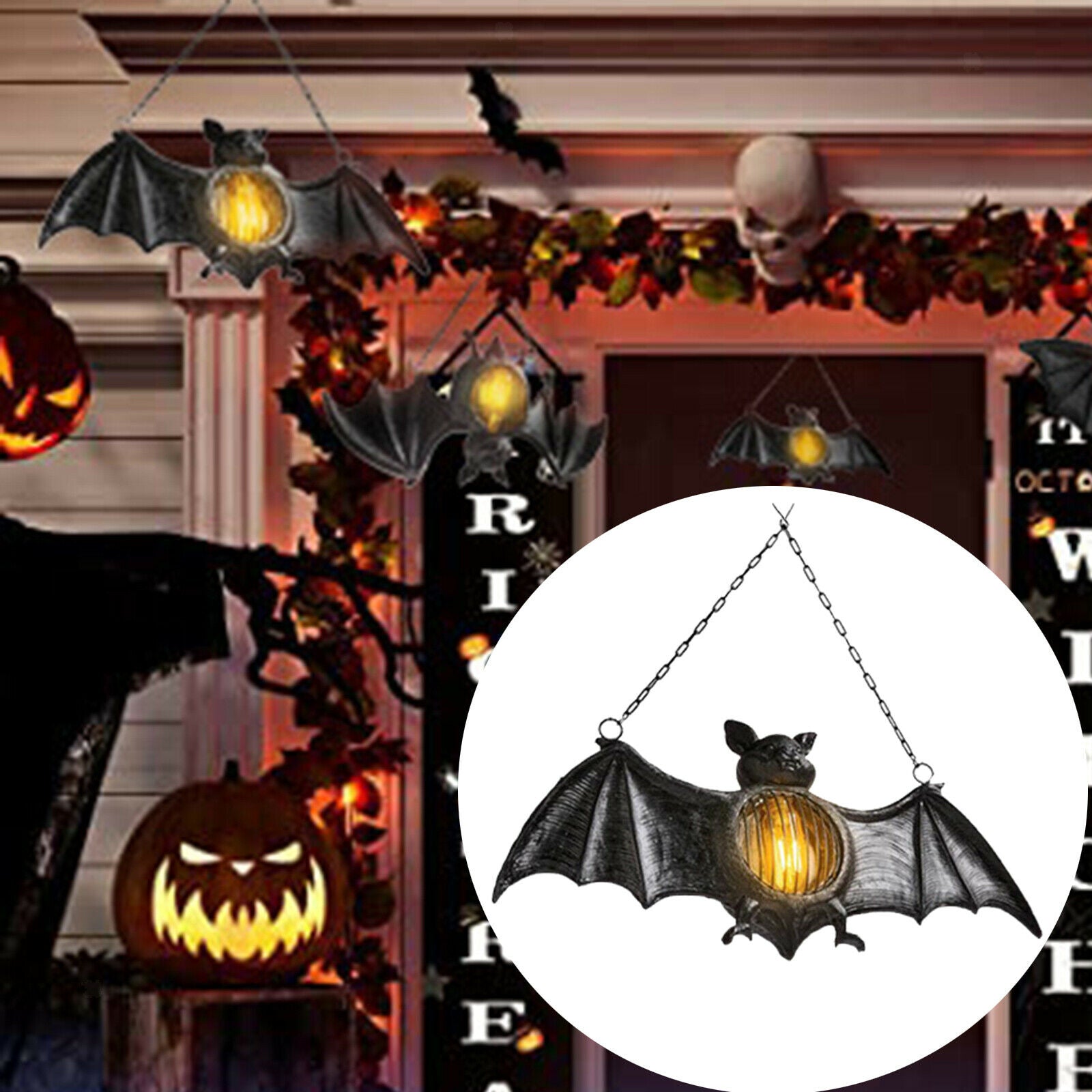 Halloween Black Hang Bat Attack Spooky Hanging Halloween Decor Outdoor