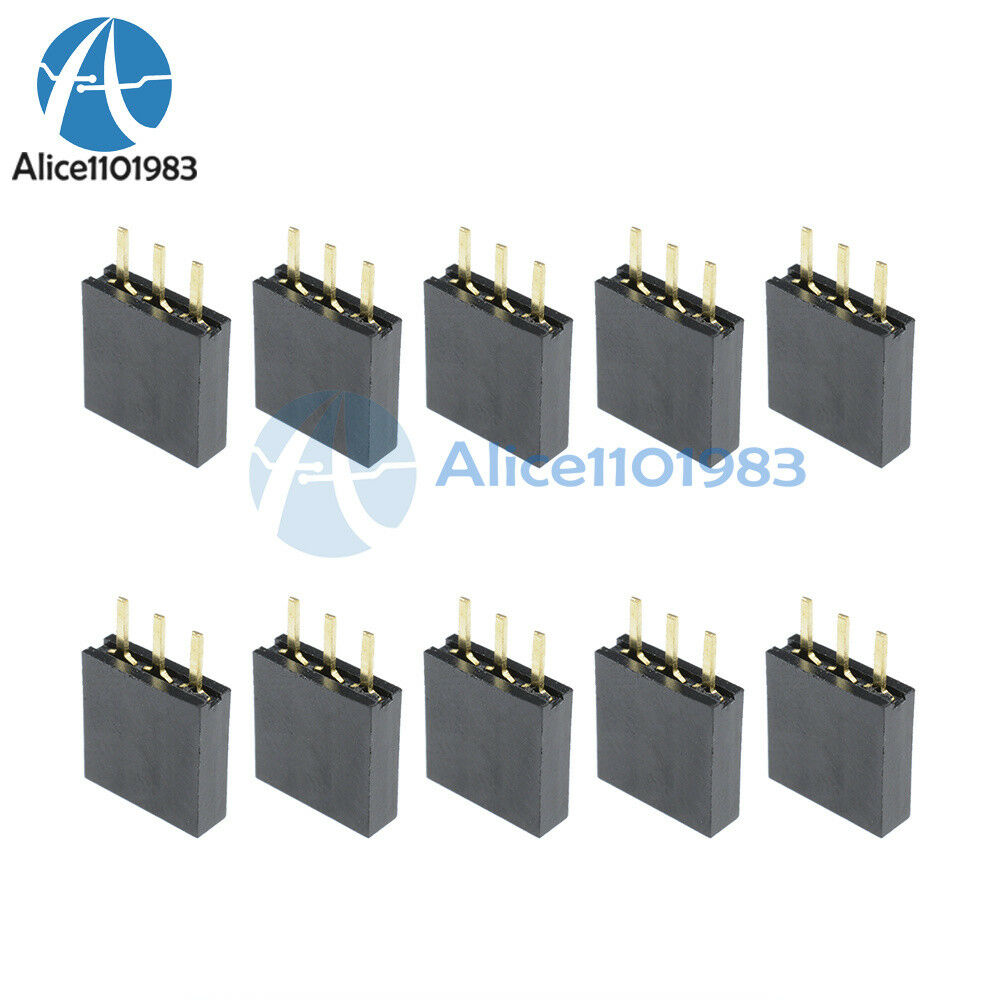 50PCS New Single Row 1x3 pins 2.54mm Female Header Straight Connector