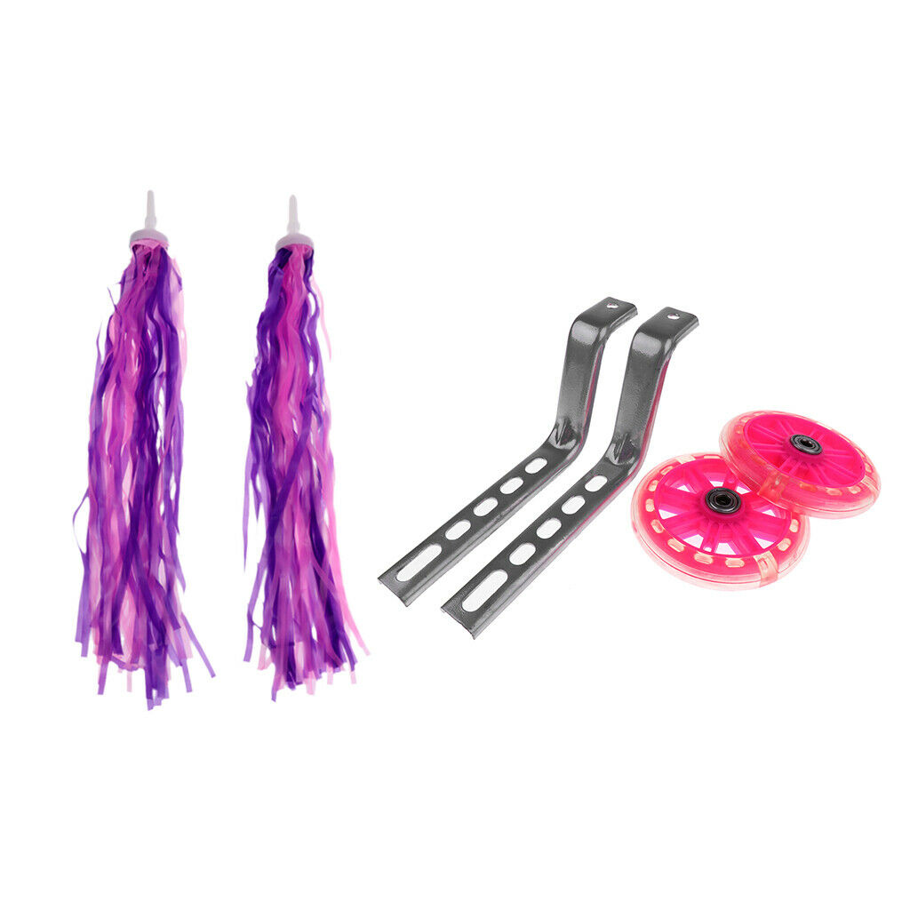 Kids Bike Stabilizer Training Wheel Pink Stable Cycle Handlebar Streamer