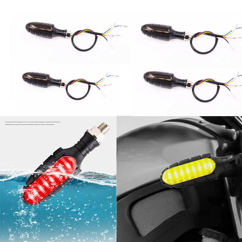4PCS Amber & Red 32 LED Turn Signal Dual Color Sport Motorcycle Dirt Bike Light