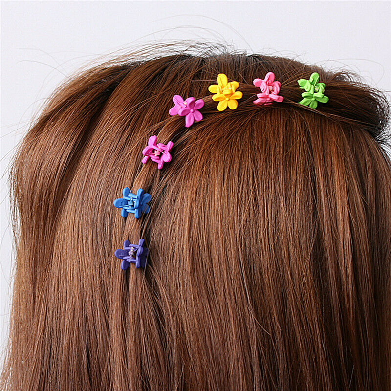 30X Mix Colored Girl Kid Baby Mini Flower Hair Claw Jaw Clip Hair Accessor.l8